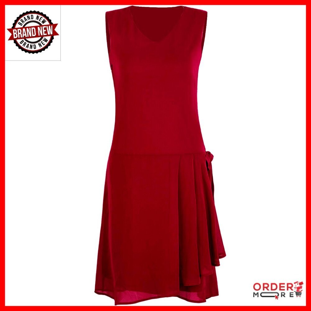 Flapper Dress 1920s Inspired Chiffon Knee Length V Neck Sleeveless